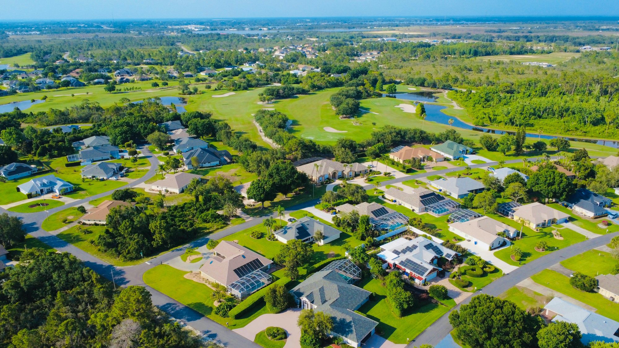 Aerial view of a luxury golf community in Northeast Florida
